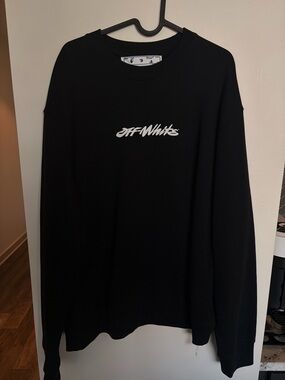 Off-White Black Sweatshirt with Red Scribble Star Graphic